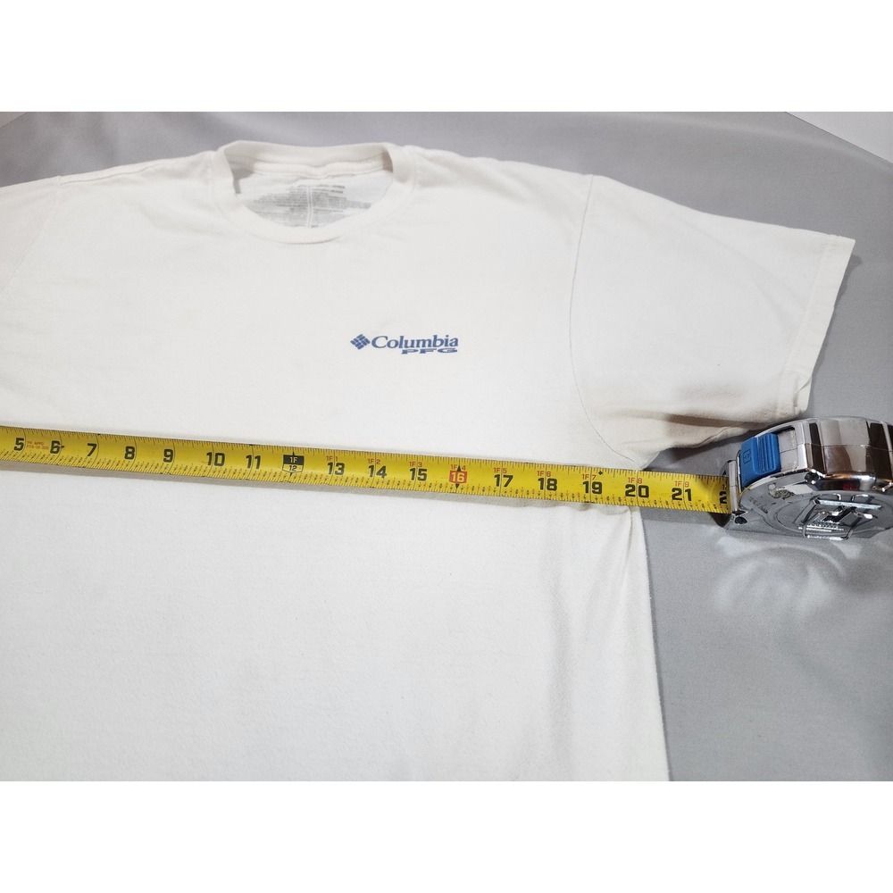 Columbia PFG Mens White Graphic T-Shirt Marlin American Flag Size Large - Picture 4 of 10